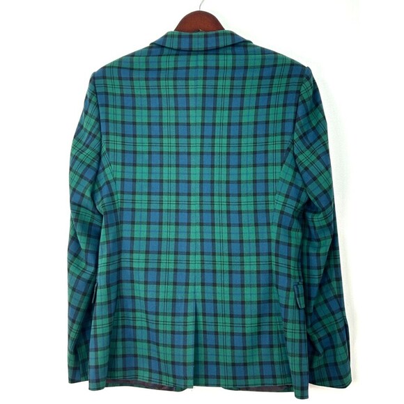 New ASOS Green Blue Tartan Plaid Mens Sz 40 Regular Blazer Jacket Sport Coat Hng - Picture 4 of 12